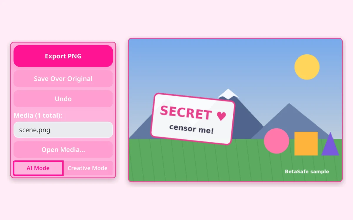 The Export button at the top of Controls